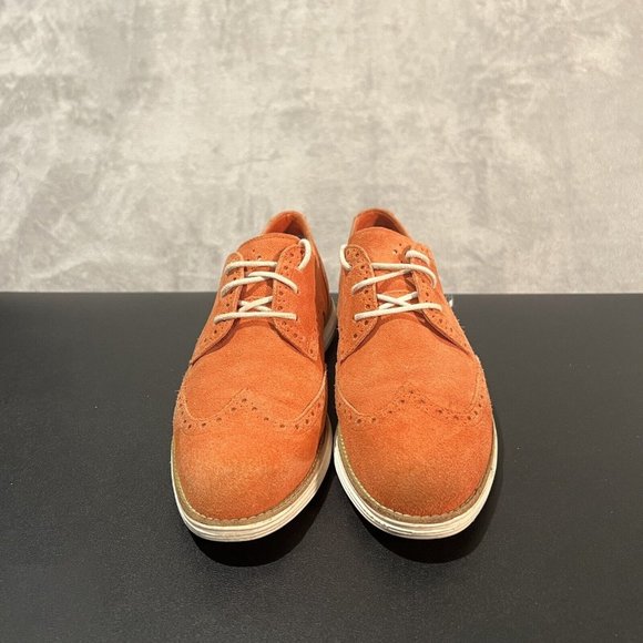 Cole Haan Lunargrand Wingtip Oxford Women's 8 B Orange Suede Dress Casual Shoes - Picture 2 of 10